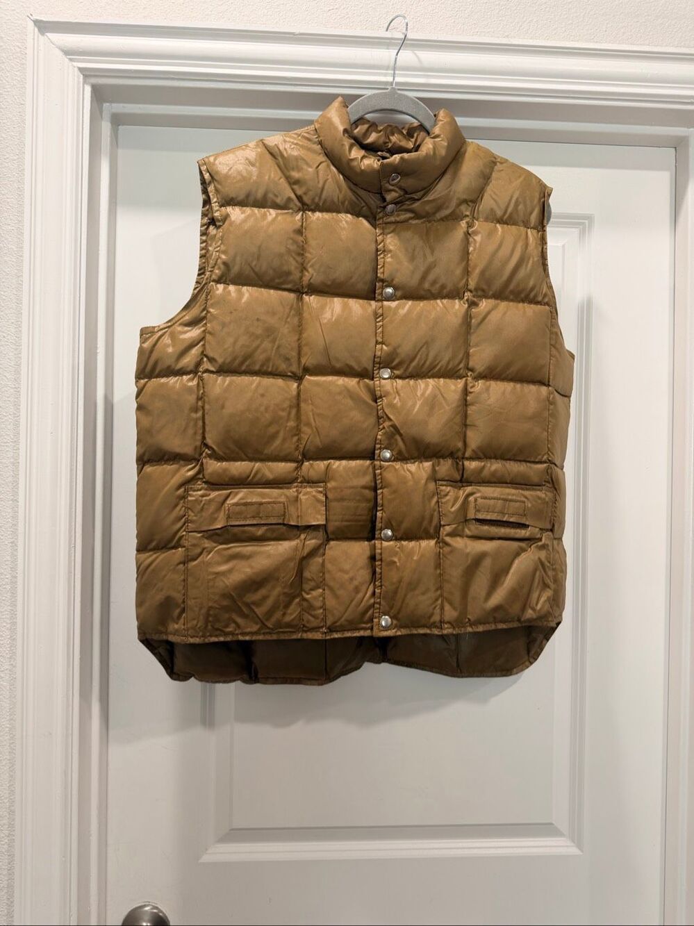 Vintage Hudson Bay Brown Goose Down Puffer Vest Full Zip Winter Jacket L